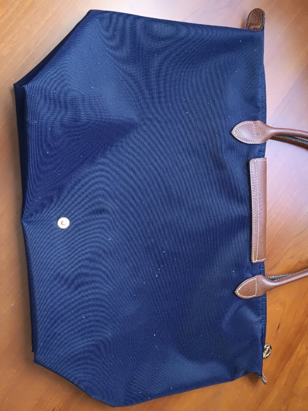 Pre-Loved Longchamp Le Pliage Navy-Deep Purple Medium Nylon Shoulder Bag. - Picture 5 of 15